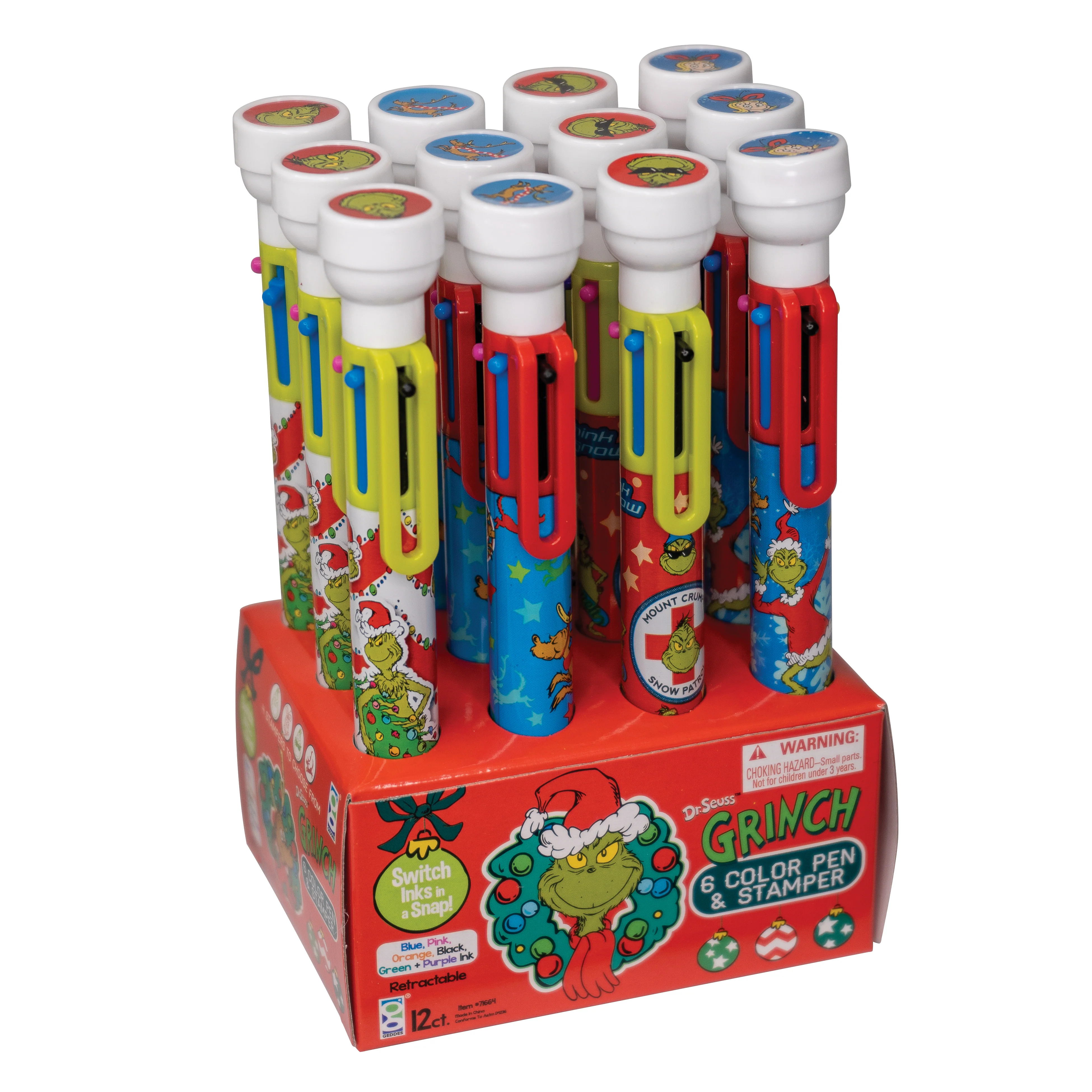 Dr. Seuss™ Grinch 6 Color Pens with Stamper - Image 6