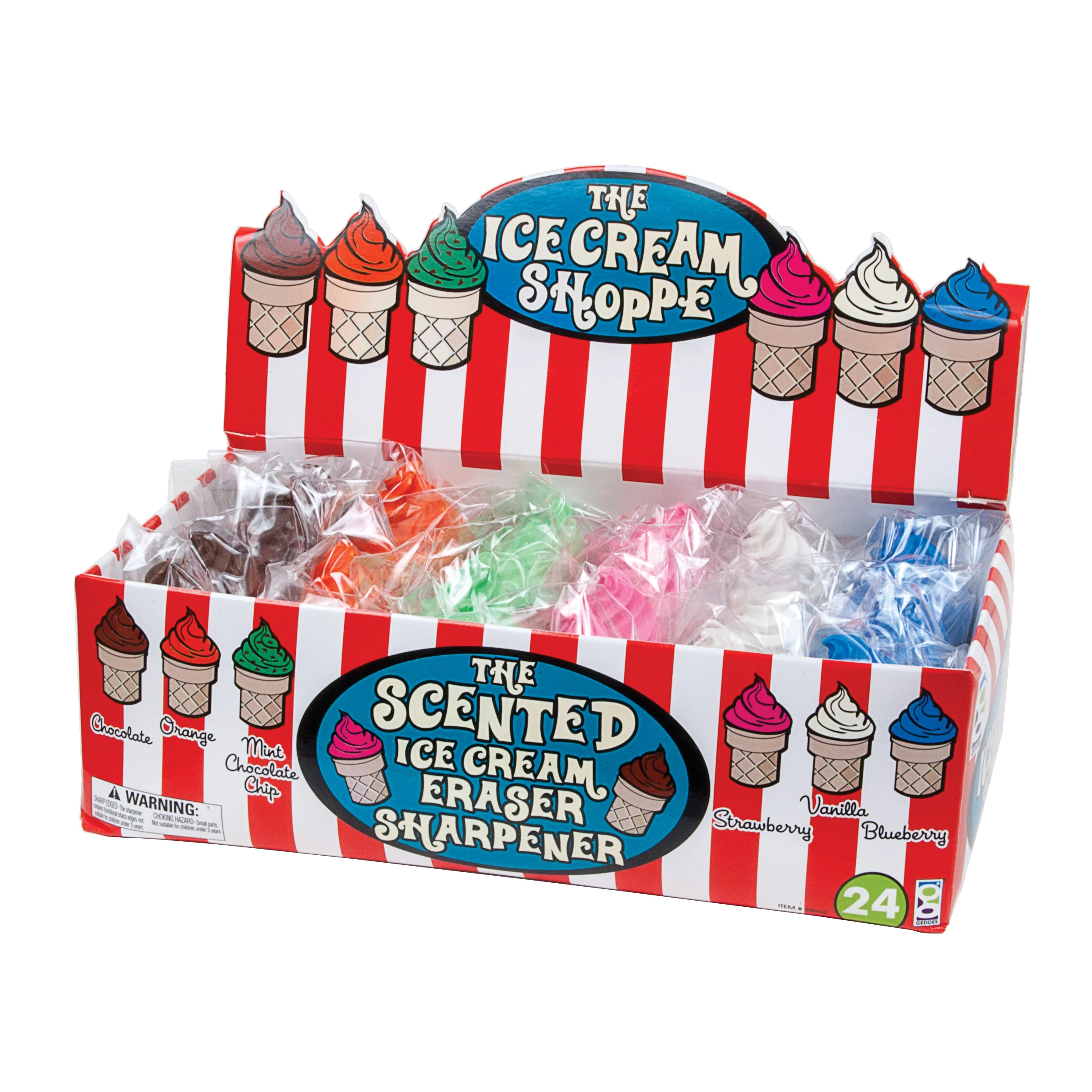 Ice Cream Shoppe Scented Pencil Sharpener and Eraser - 24 per box - Image 3