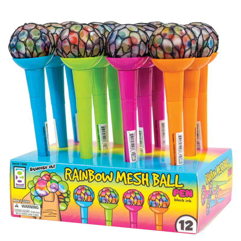 Rainbow Mesh Ball Pens - 12 per display - Image 6