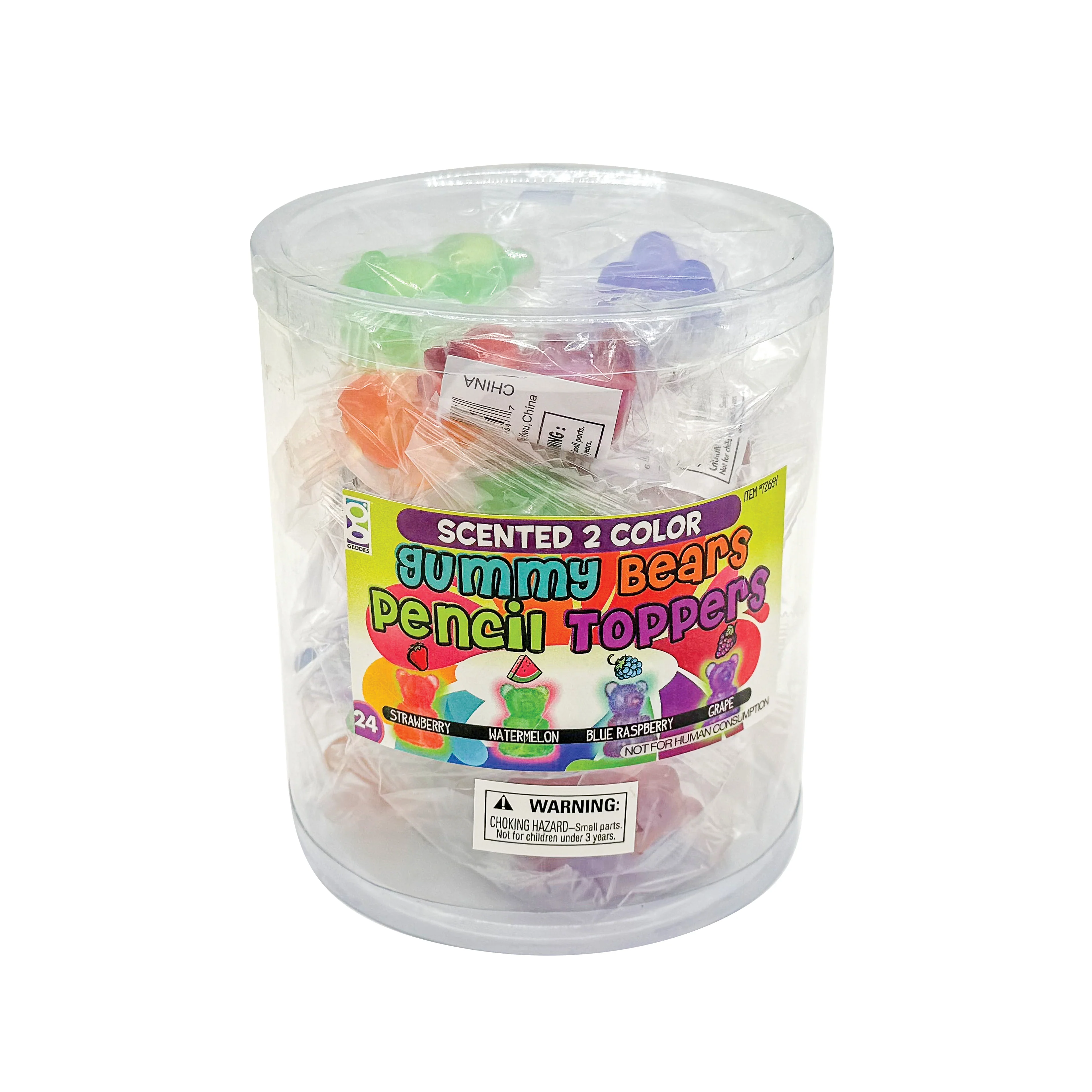 Scented 2-Color Gummy Bear Pencil Toppers - 24 per tub - Image 9