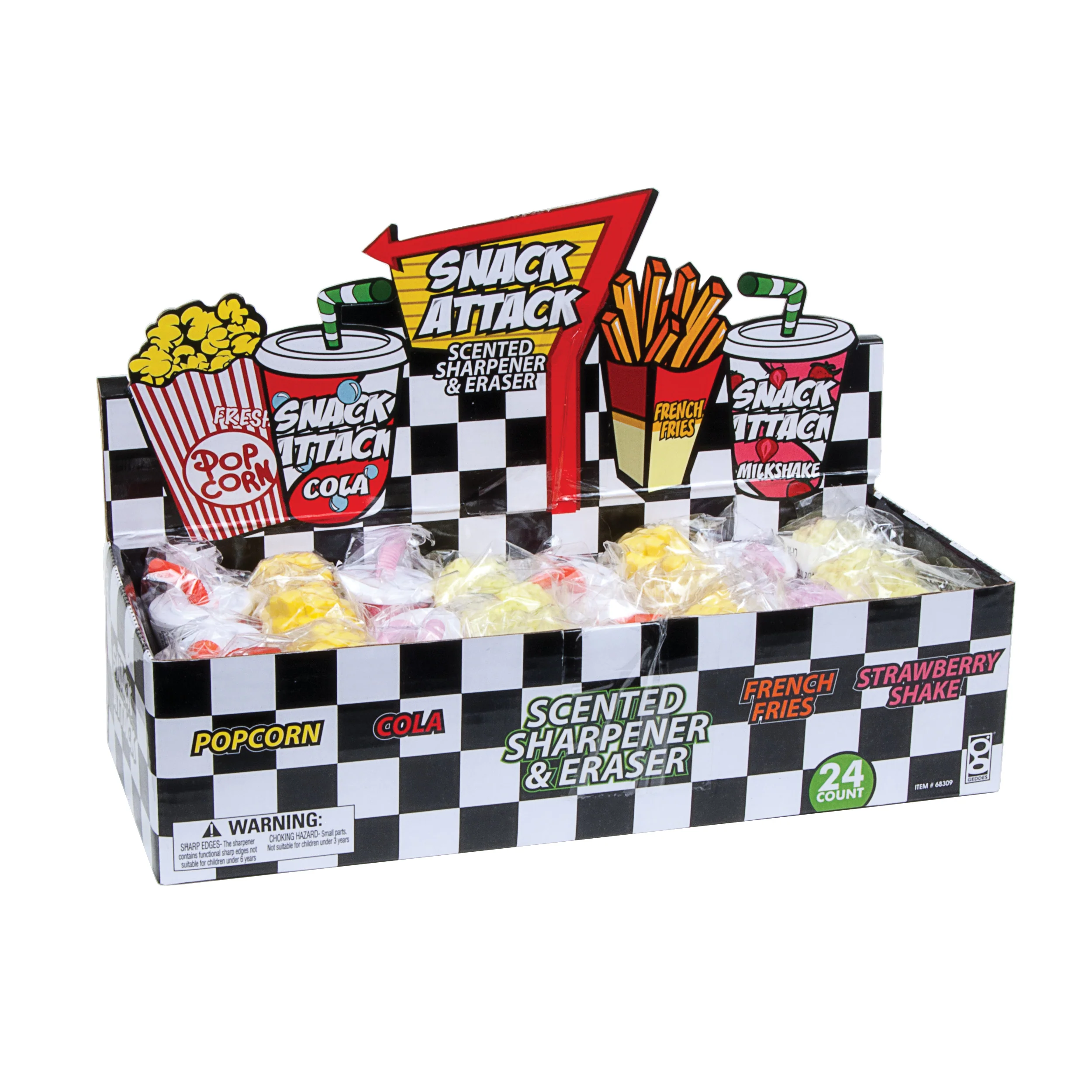 Snack Attack Scented Pencil Sharpener and Eraser - Image 3