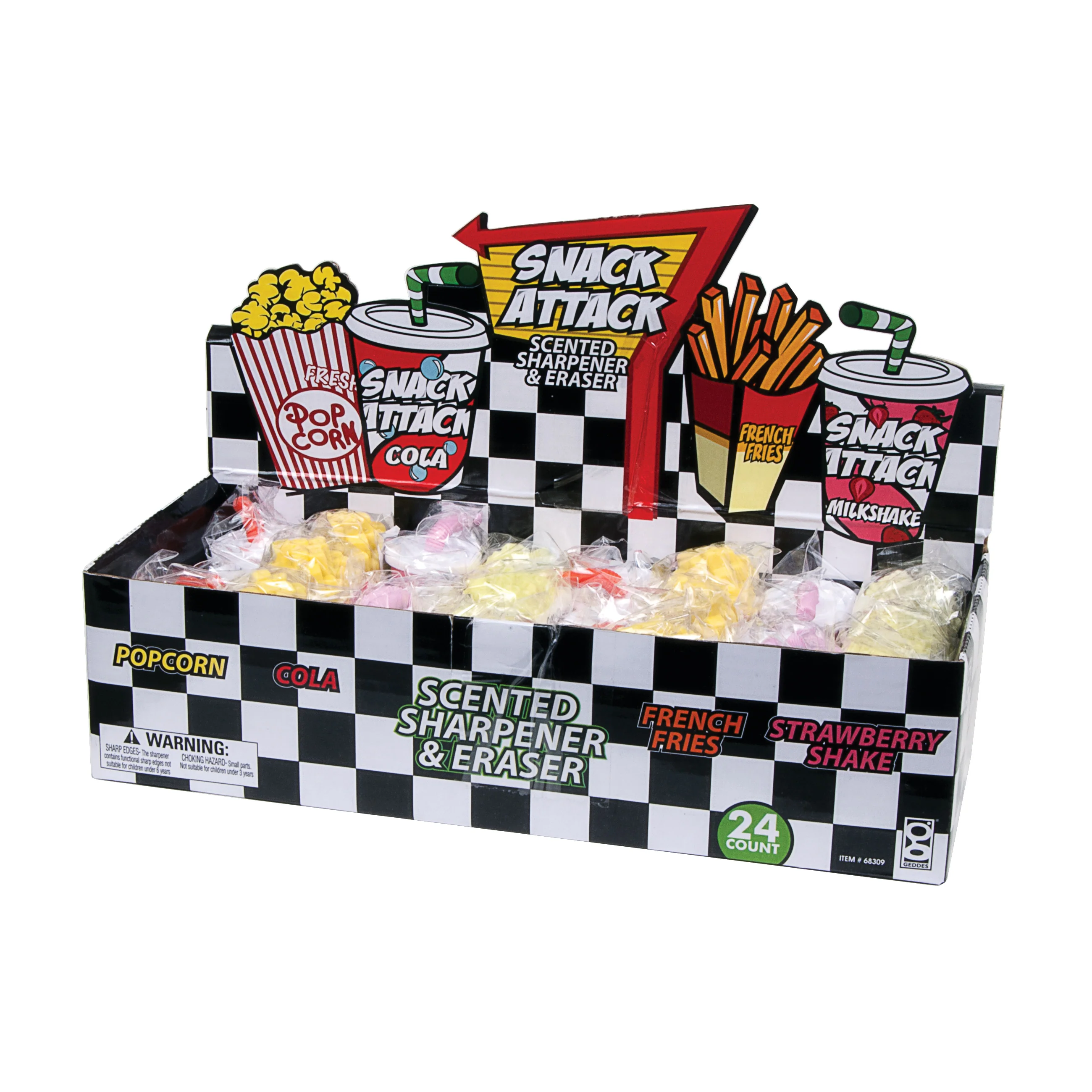 Snack Attack Scented Pencil Sharpener and Eraser - Image 4