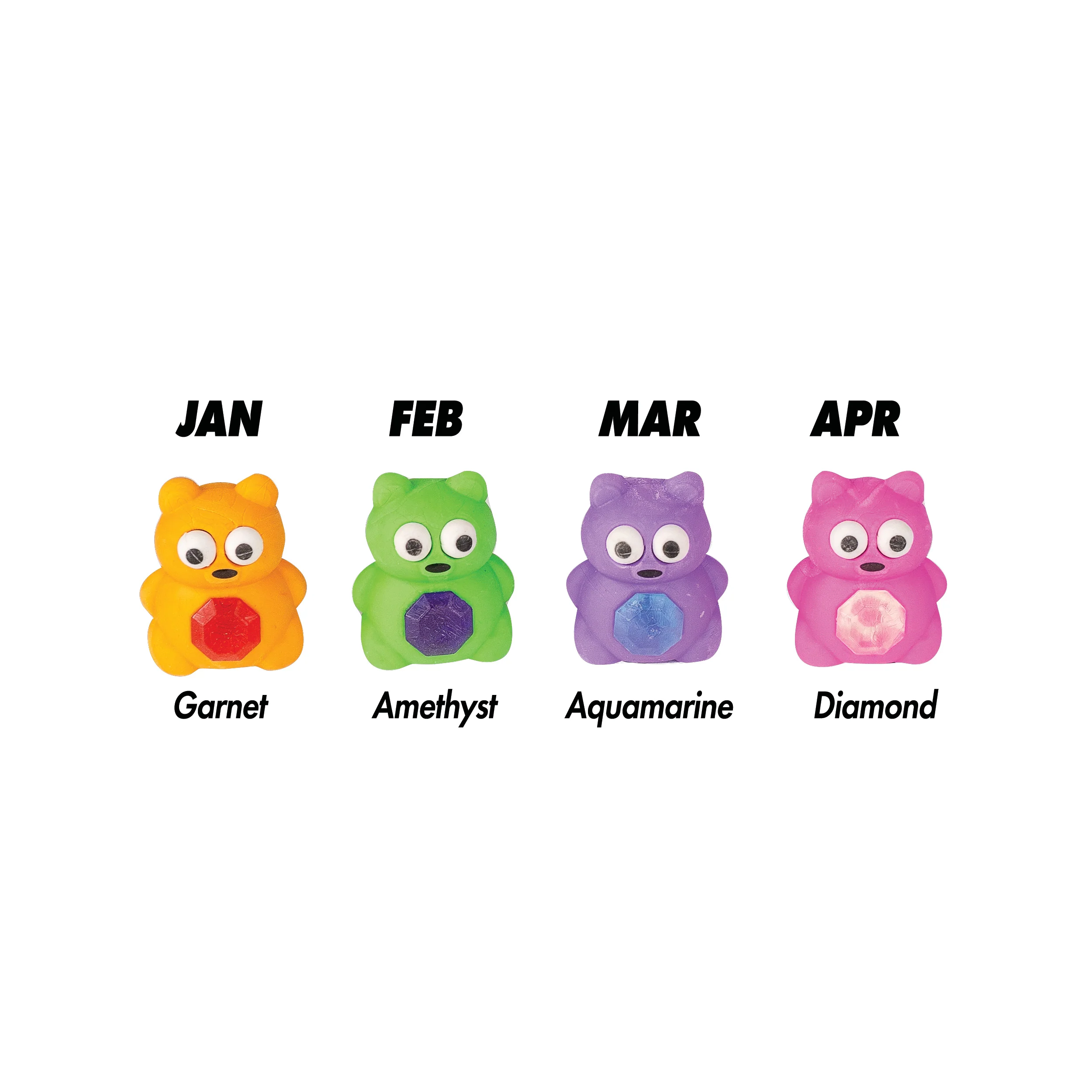 Squishy Birthstone Bear Eraser Friends - 36 per display - Image 4