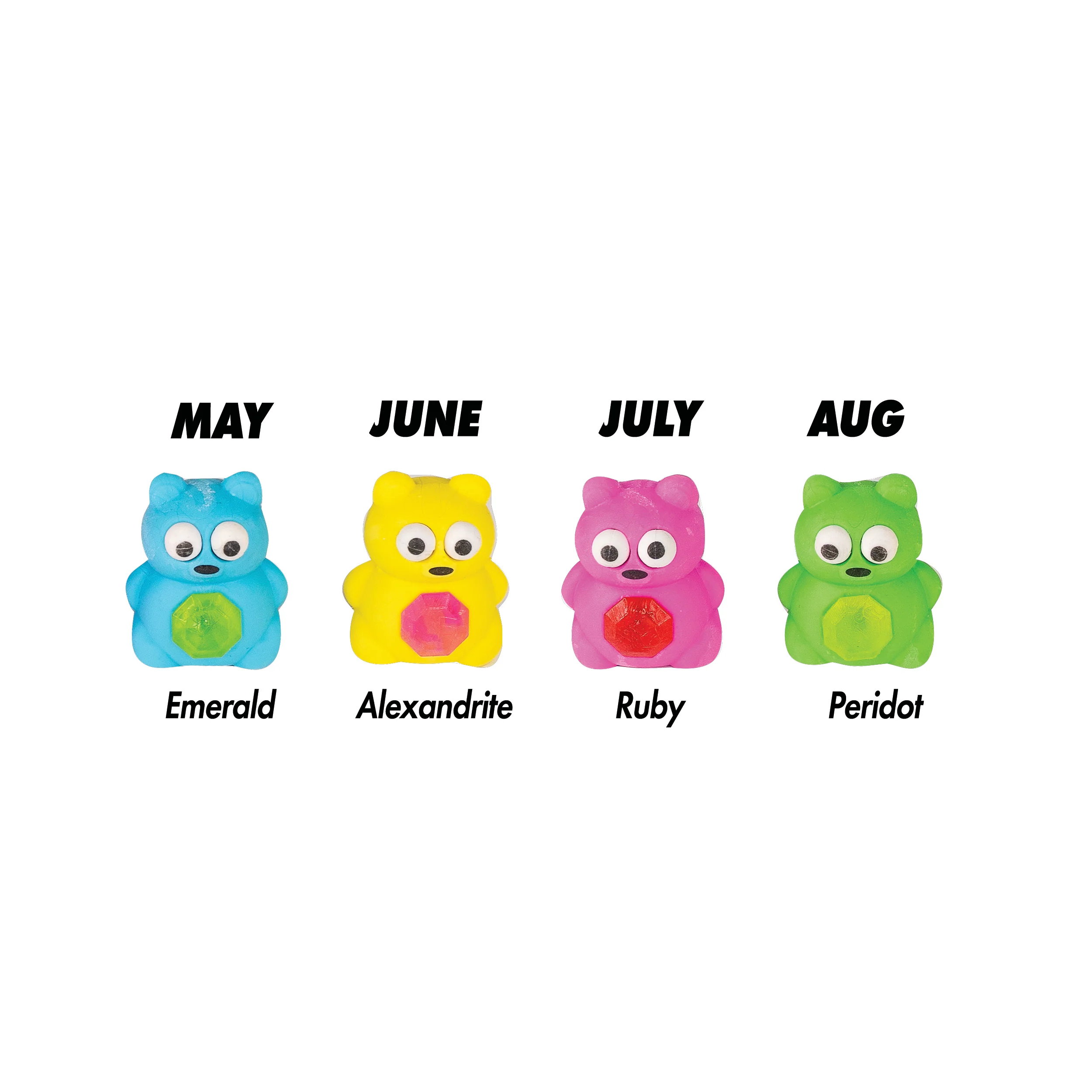 Squishy Birthstone Bear Eraser Friends - 36 per display - Image 5