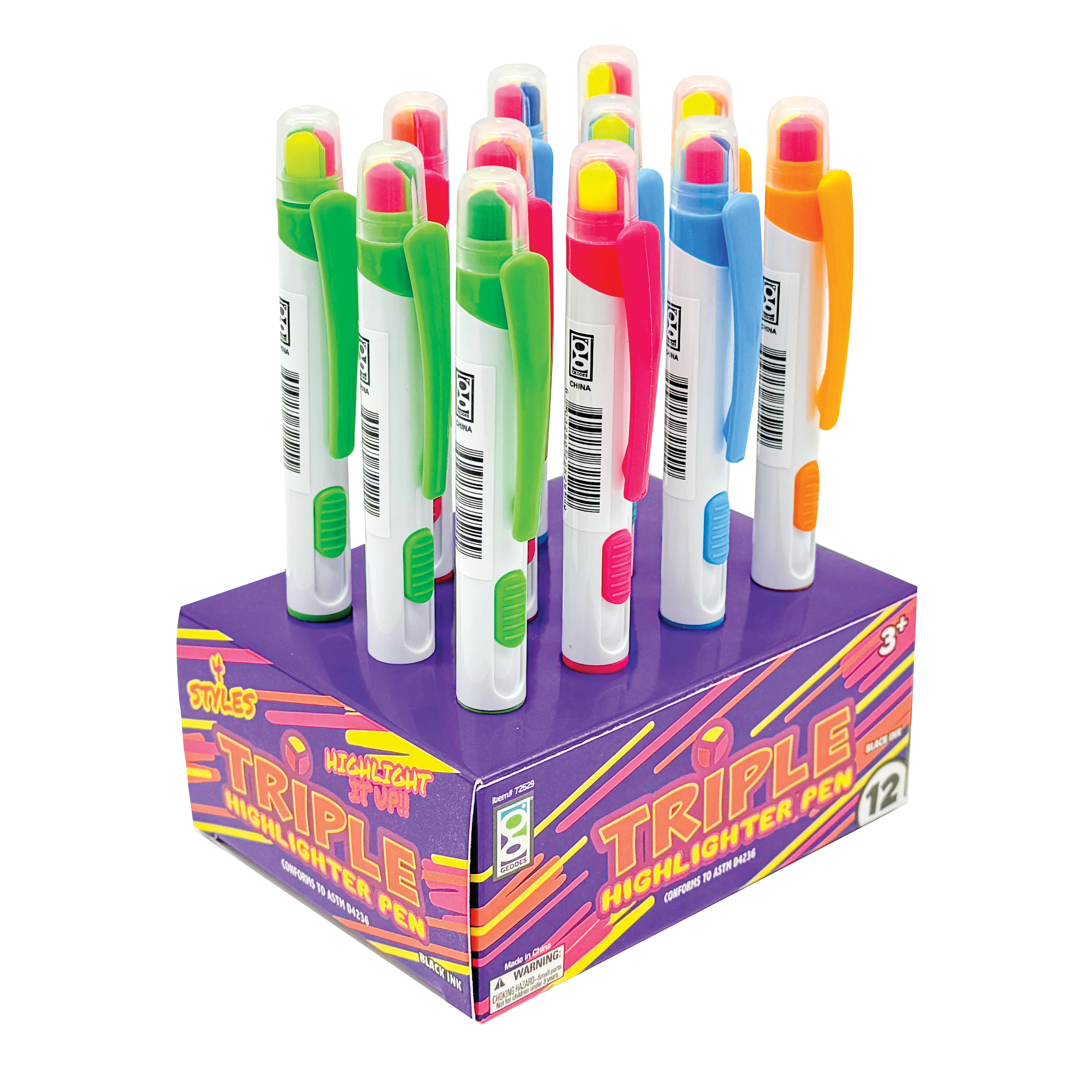 Triple Highlighter Pen - 12 per Display - Image 4